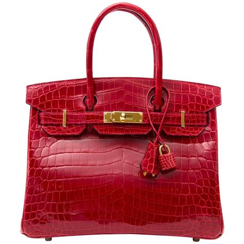 hermes birkin bag 30 aus alligator-leder farbe braise rot coral|Hermes alligator bags.